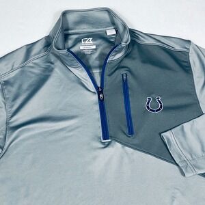 Cutter & Buck Mens Indianapolis Colts Gray CB DryTec Quarter Zip Pullover Medium